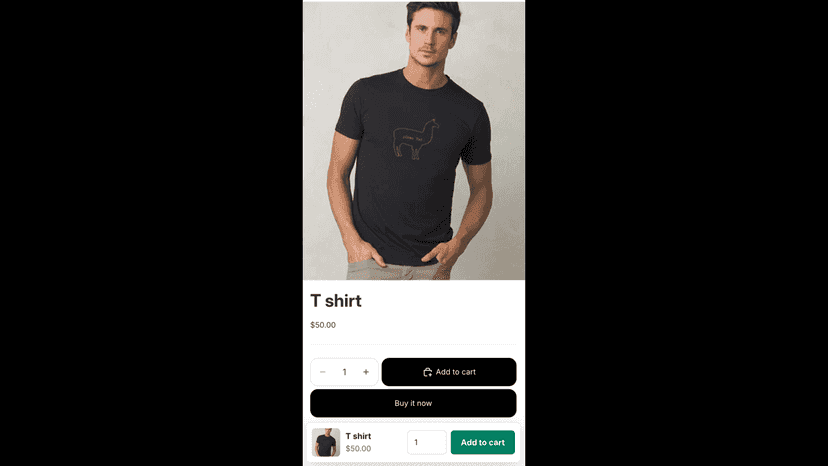 Mobile product page with sticky add to cart bar