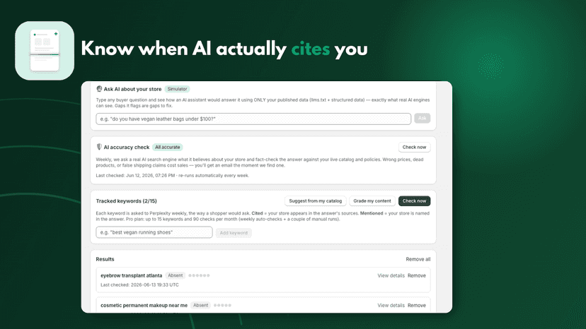AI citation tracking with keywords and store simulator