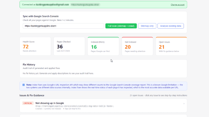 Dashboard Scan Results