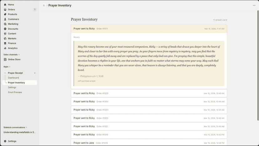 Expanded prayer details with full text and scripture