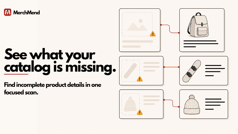MerchMend finding incomplete product details across a catalog
