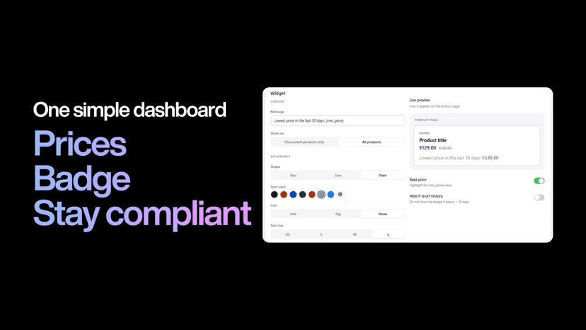App dashboard with price history stats