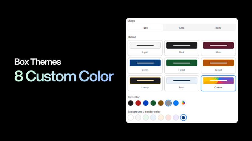 Badge customizer with themes, colors and live preview