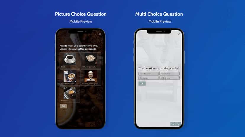 Mobile preview of a picture choice and multi choice question
