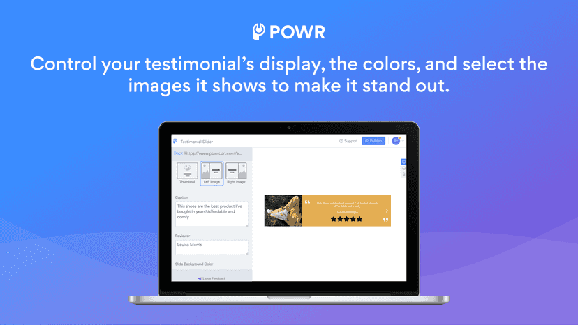 Control testimonial display, look, and layout