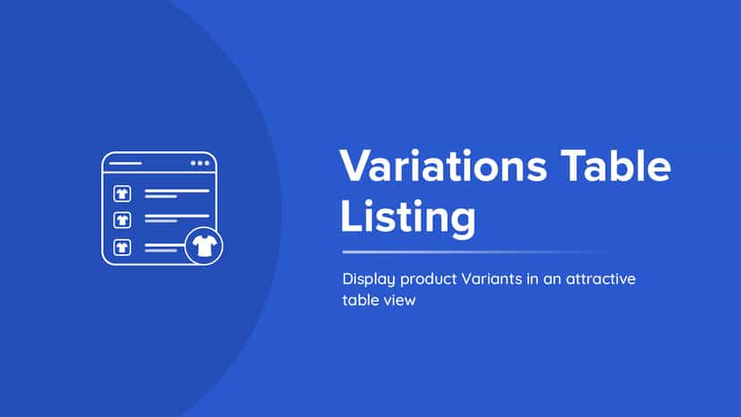 Variations table list view