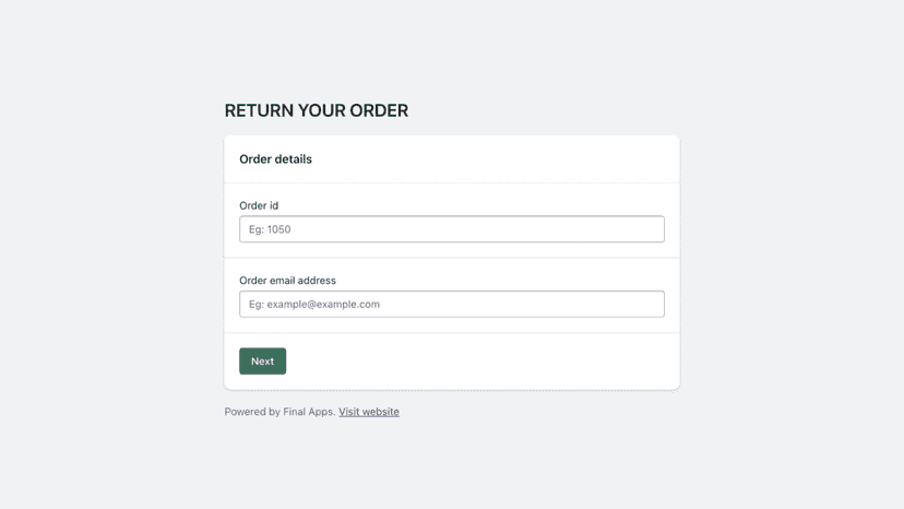order returns and exchange page