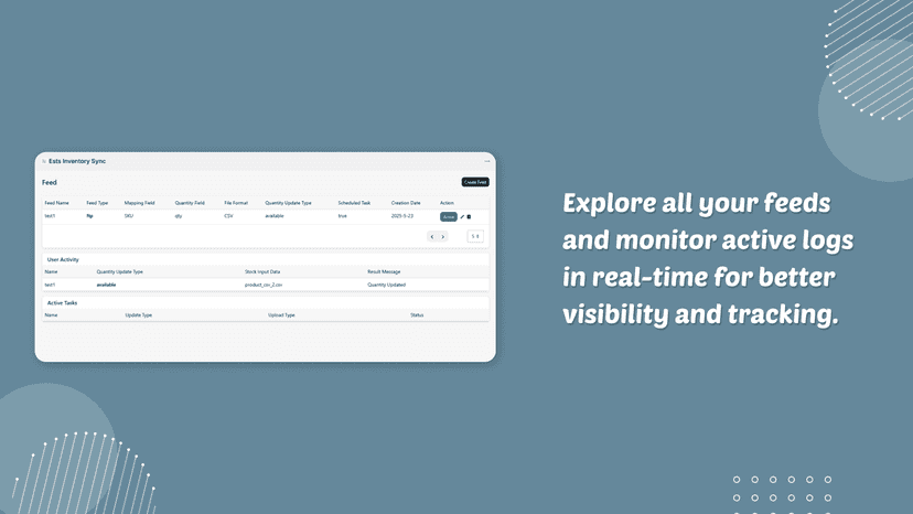 View all feeds along with active logs for better tracking