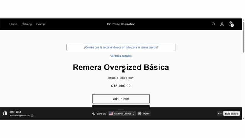 Botón de recomendador de talles junto al selector