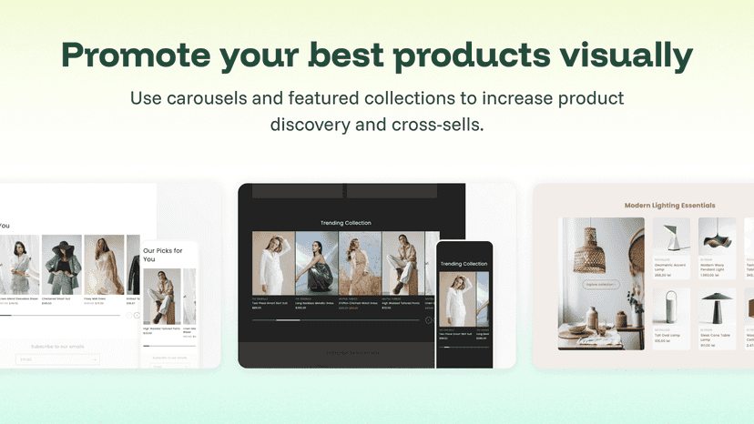 Use carousels and featured collections to increase cross-sell