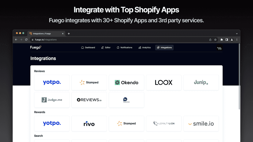 Integrate with Shopify Apps like Yotpo Judgeme Stamped Okendo