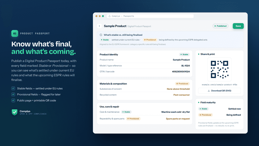 Passport builder with Stable and Provisional field tags