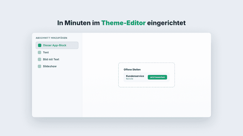 Karriere Stellenangebote im Theme-Editor hinzufügen