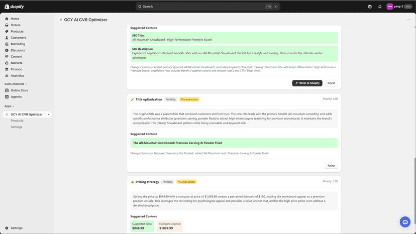 One-click apply AI suggestions to optimize your listings.