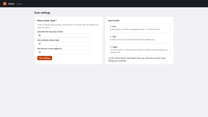 One-click 14-day automatic discounts and tunable scan settings