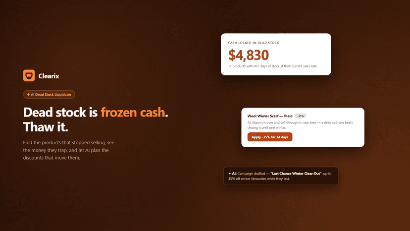 Clearix feature image: dead stock is frozen cash