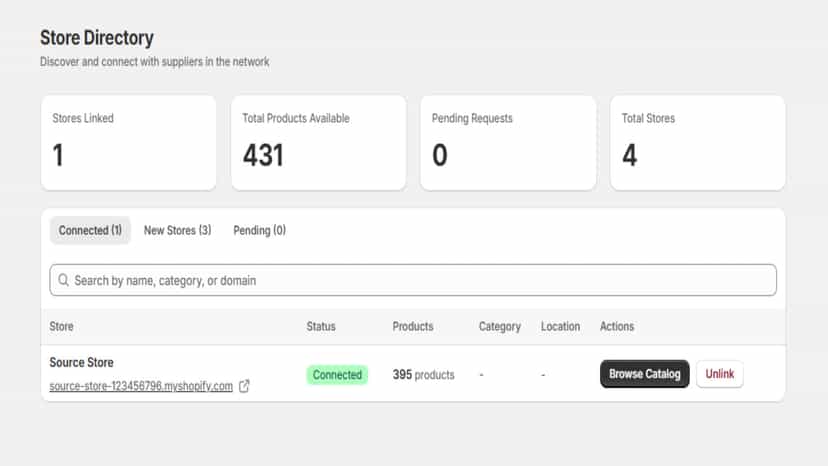 Store network view with product sync and connections