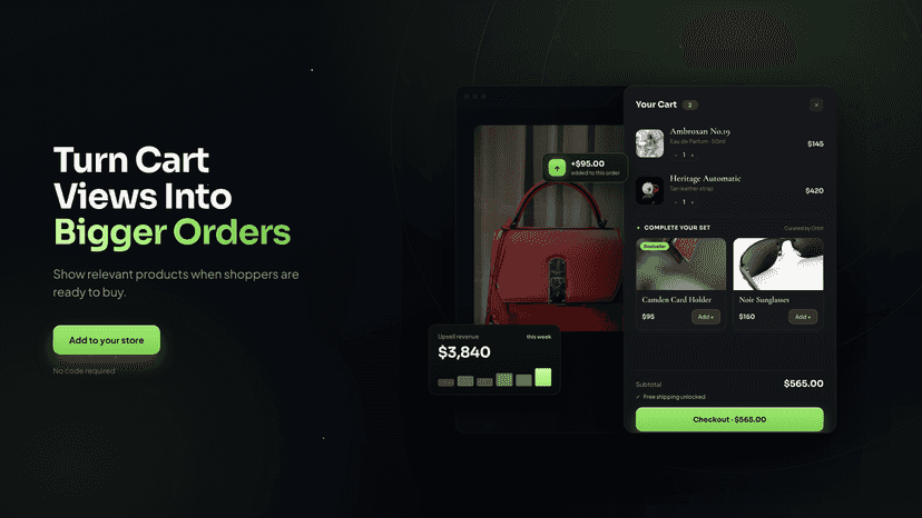 Cart page with complementary product recommendations