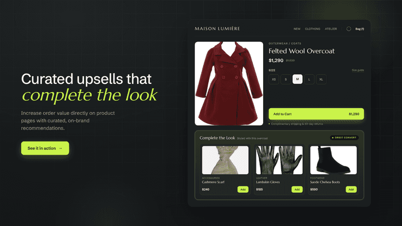 Product page upsell row with complete-the-look items