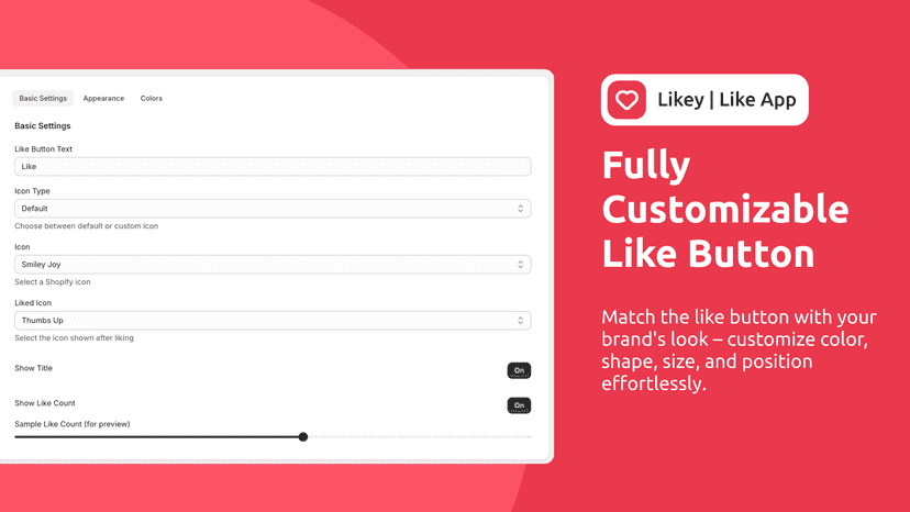 Fully customizable like button