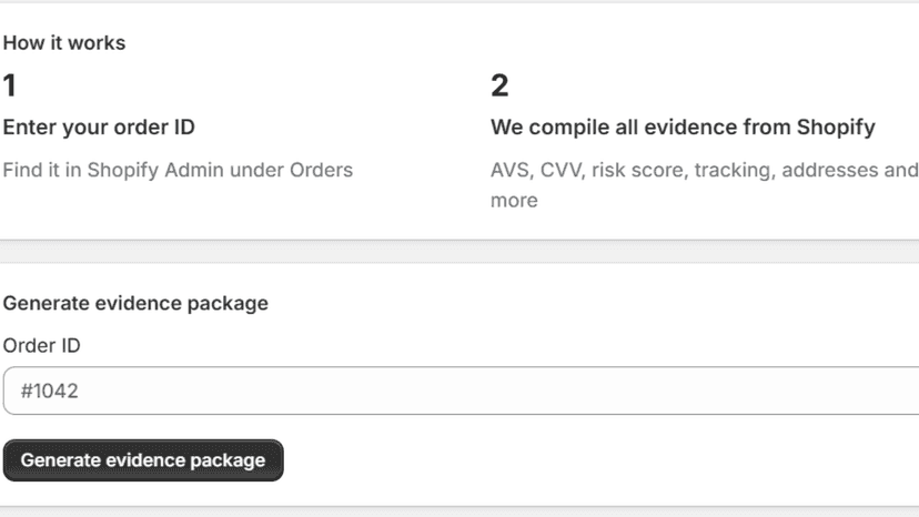 Three-step how it works section and order ID search field