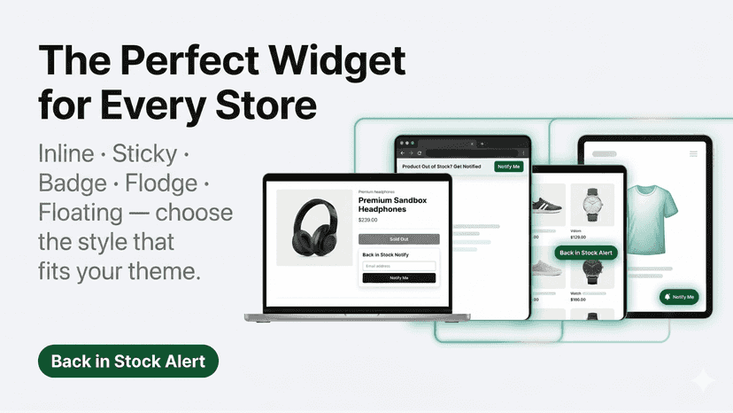Inline · Sticky · Badge · Floating choose the style