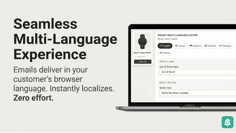 Emails land in your customer's own language, automatically