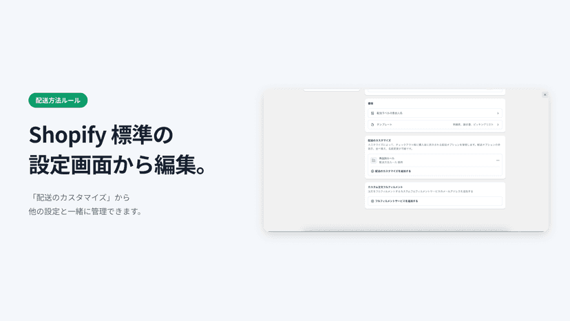 Shopify標準のDelivery Customization設定画面から編集可能