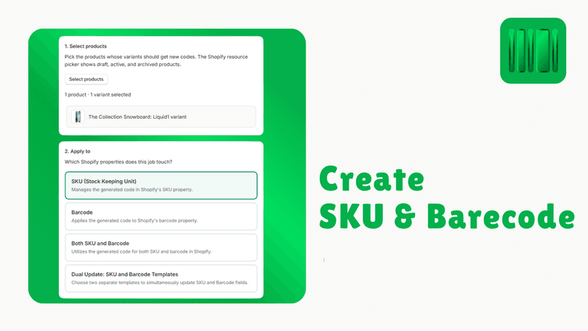 create sku and barcode