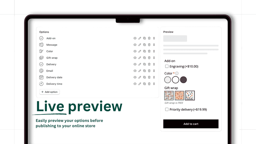 Optionize - Live preview
