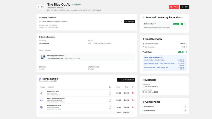 BOM Details Page