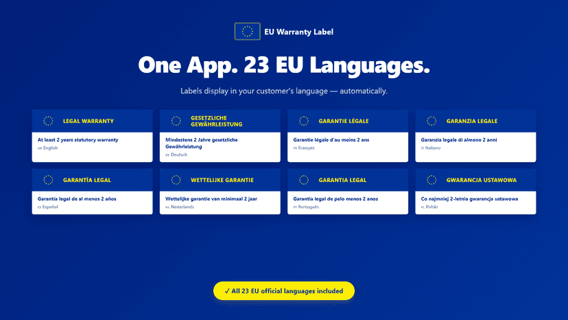 EU warranty labels available in 23 EU languages
