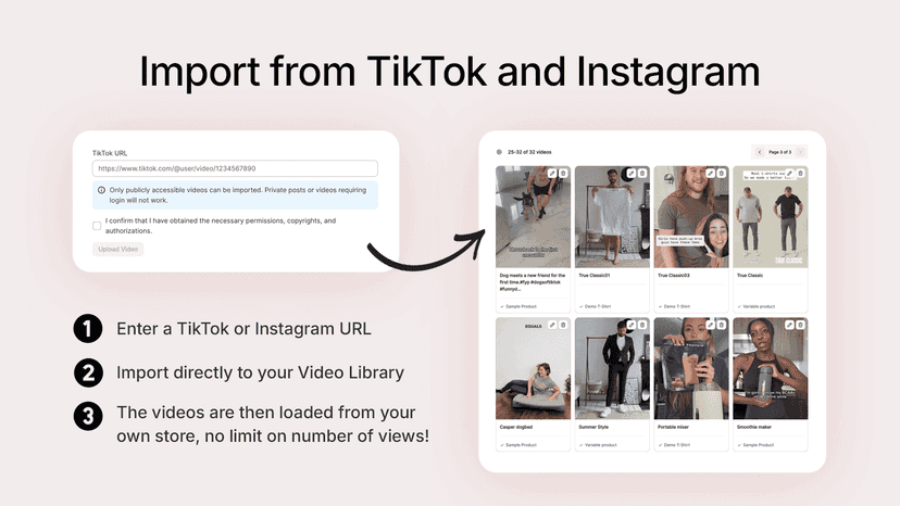 Import from TikTok and Instagram with one-click