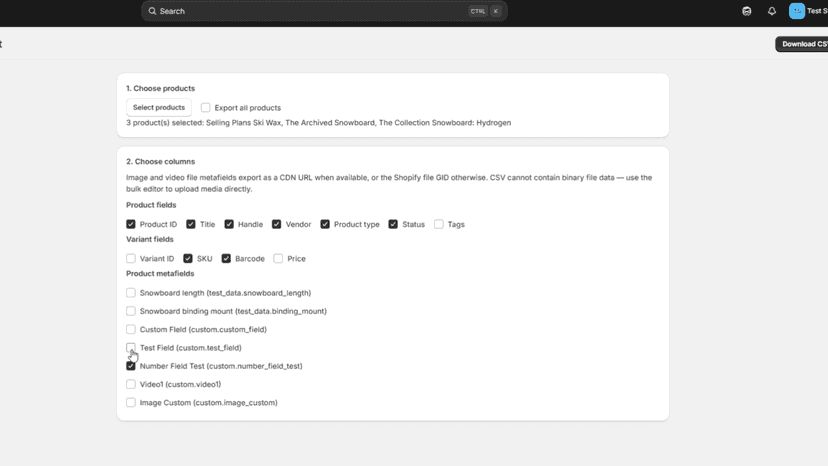 CSV Export