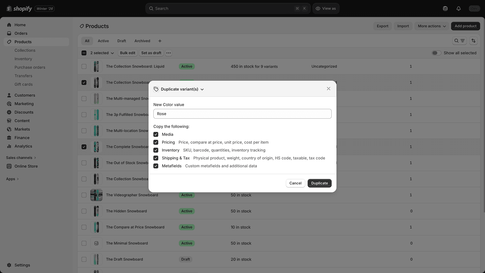 Duplication and options