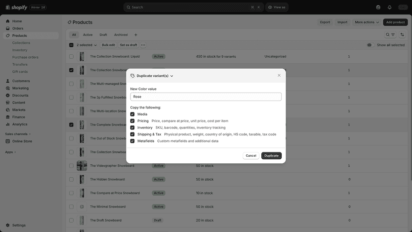 Duplication and options