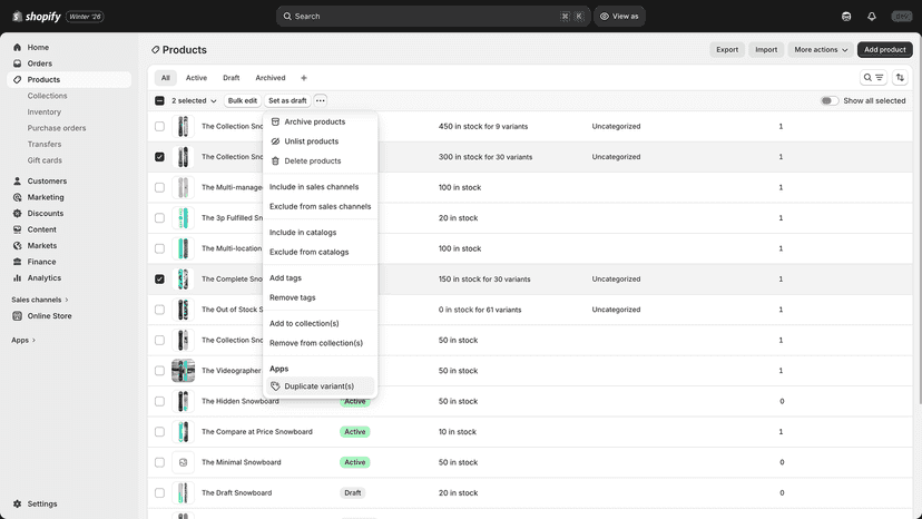 Product select context