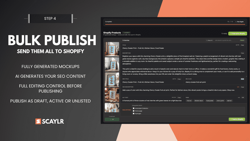 Step 4: Publish all to Shopify