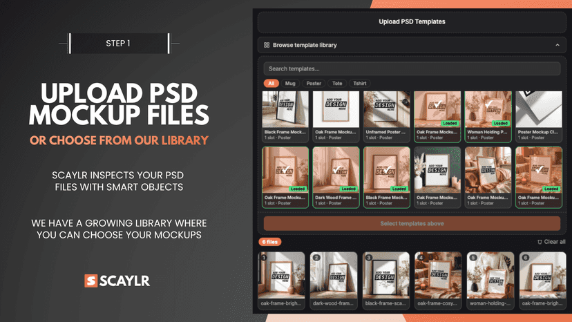 Step 1: Upload your PSD mockups or choose from gallery