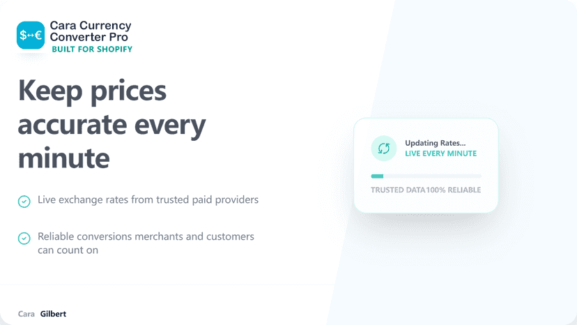 Keep prices accurate with live exchange rates updated