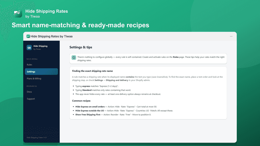 Tips for matching shipping rate names by keyword