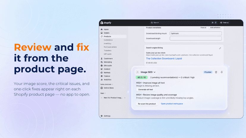 Product page seo extension