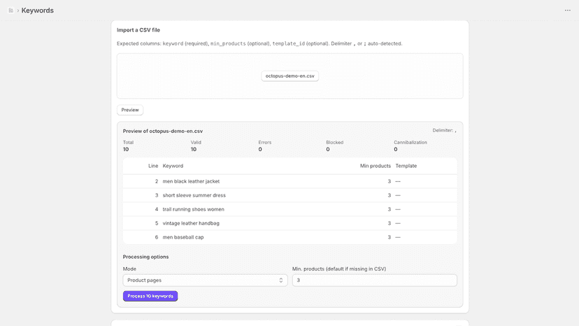 Keyword import