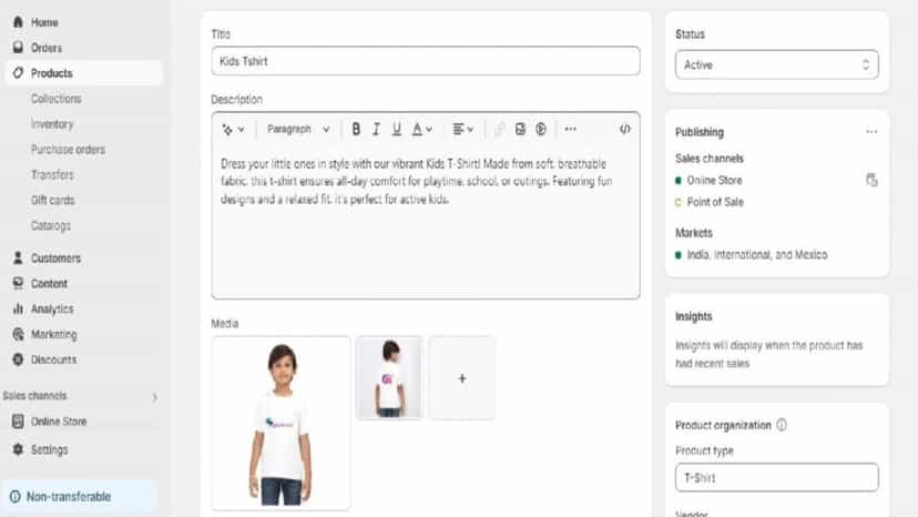 Customize product details in shopify