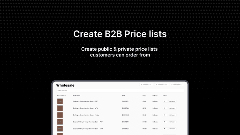 Create b2b price lists