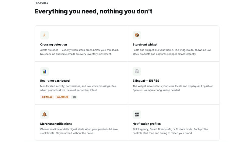 6 core features — from crossing detection to bilingual widget