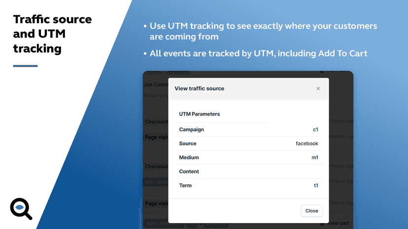 CartSpy - Traffic sources and UTM tracking