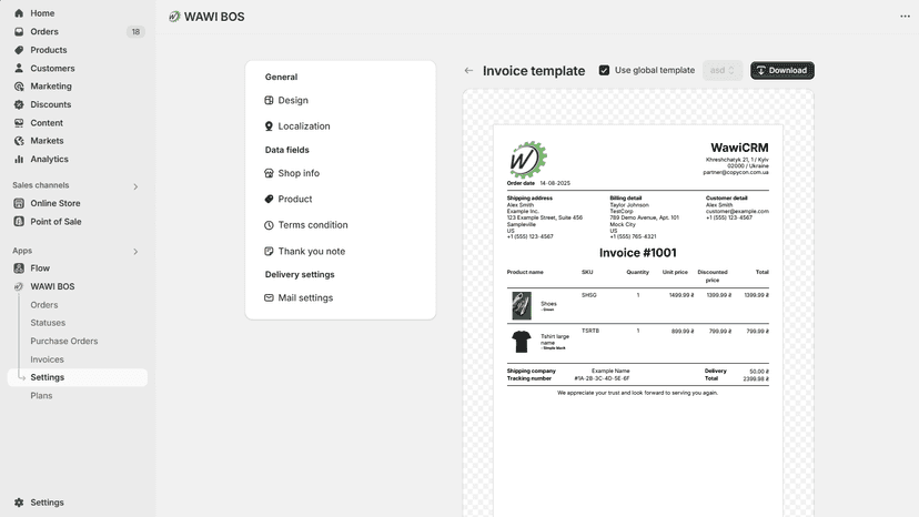 Invoices setup