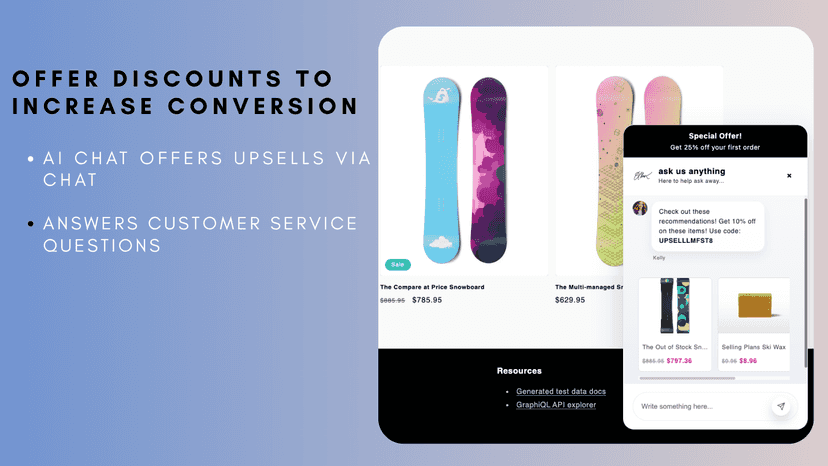 Chat offers product recommendations