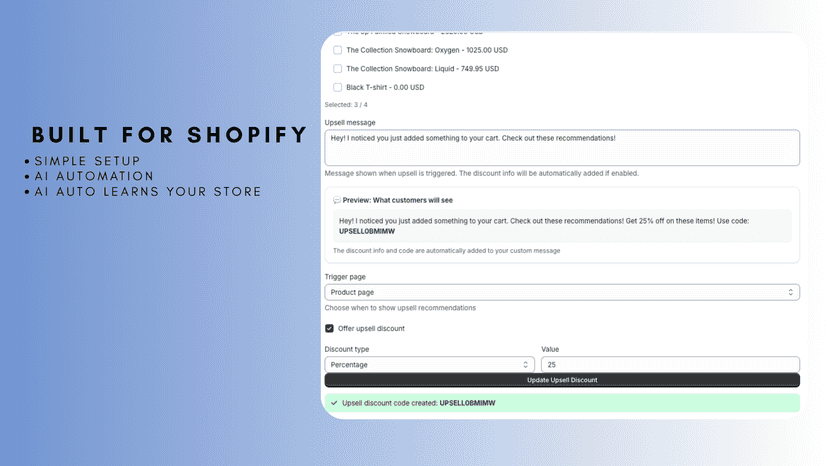Upsell Ai Settings